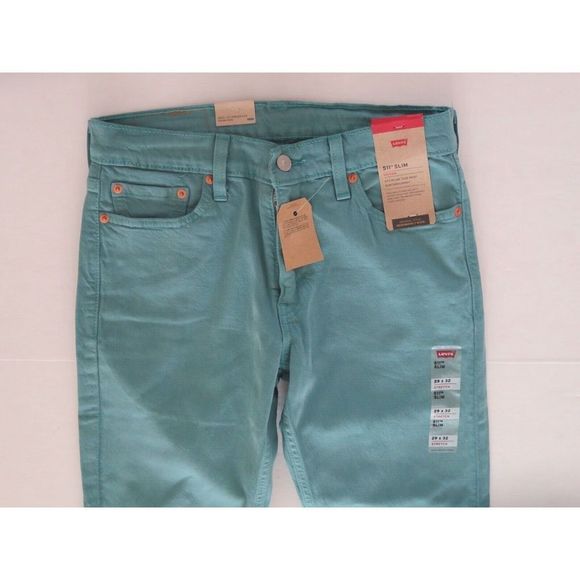 Levi's 511 Men's Sz 29x32 Teal Slim Fit Eco Ease Jean Pants - Picture 3 of 6